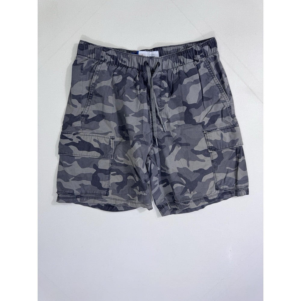 Old Navy Mens Small Grey Camo Built In Flex Pull On Cargo Shorts 7" Inseam